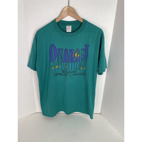 Vintage Okoboji IA Graphic T-Shirt, XL, Teal, Jerzees, - Picture 1 of 7